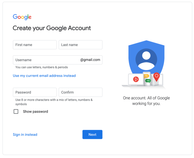 create a google account